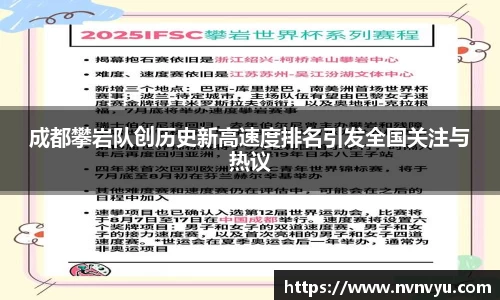 成都攀岩队创历史新高速度排名引发全国关注与热议
